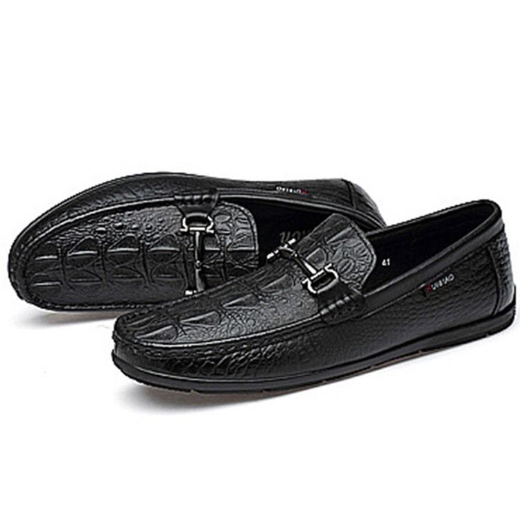 Mocassins Unis À Bout Rond Et À Enfiler Pour Hommes