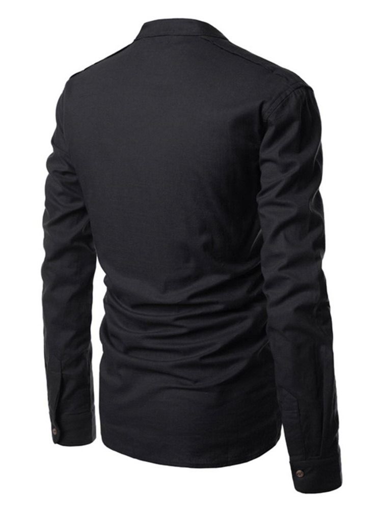 Chemise Ample Coréenne À Poche Unie Pour Hommes