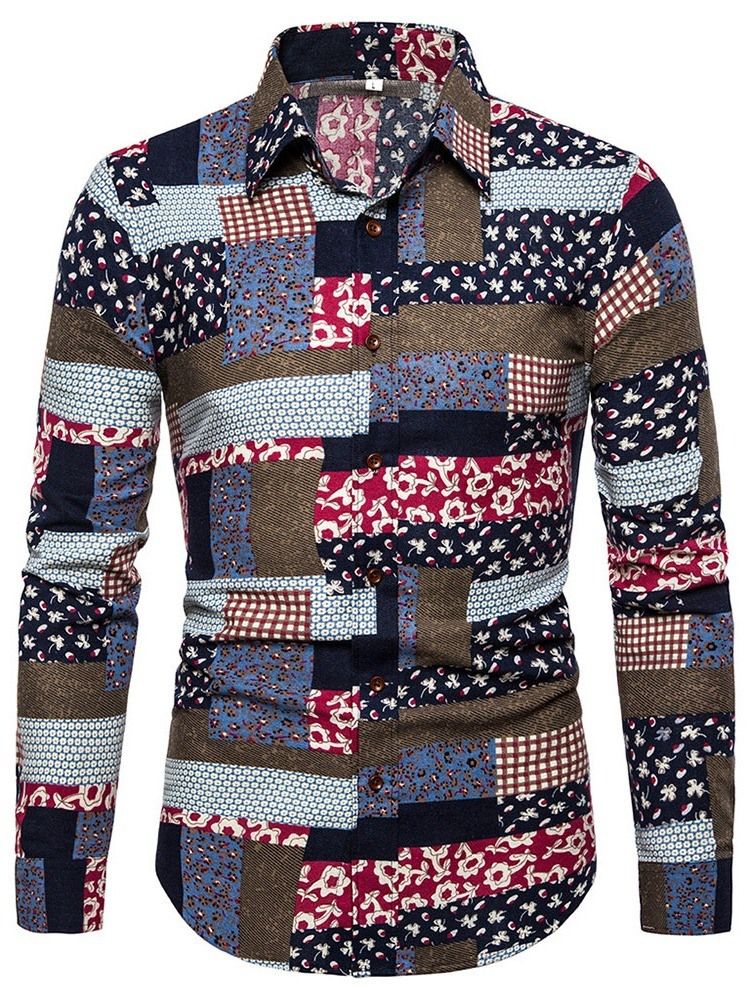 Chemise À Boutonnage Simple Pour Hommes À Imprimé Floral Et Revers