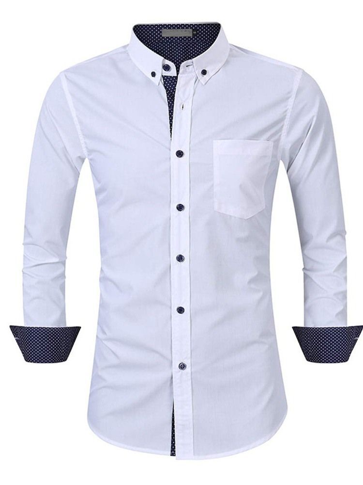 Chemise À Boutonnage Simple Pour Hommes Ol Avec Poche À Revers