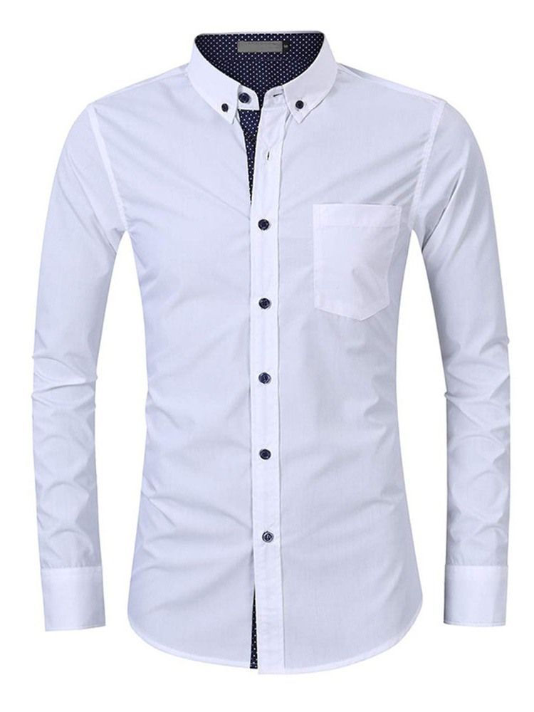 Chemise À Boutonnage Simple Pour Hommes Ol Avec Poche À Revers