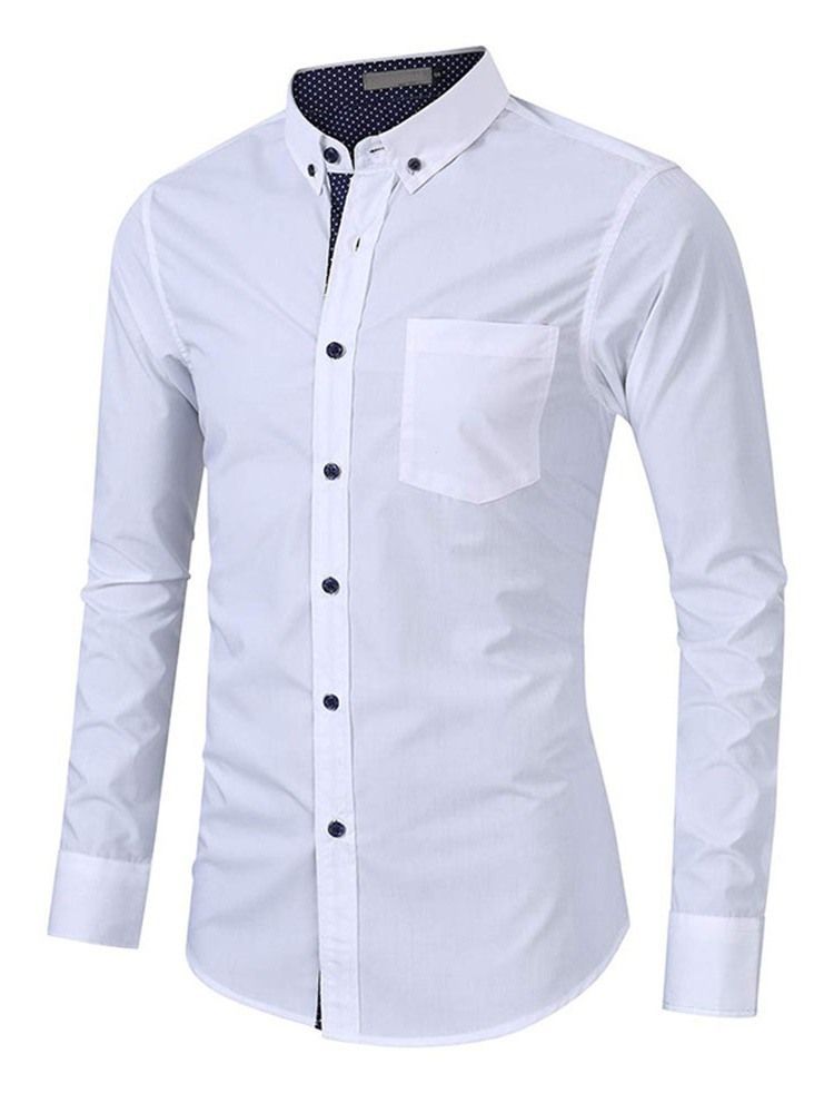 Chemise À Boutonnage Simple Pour Hommes Ol Avec Poche À Revers