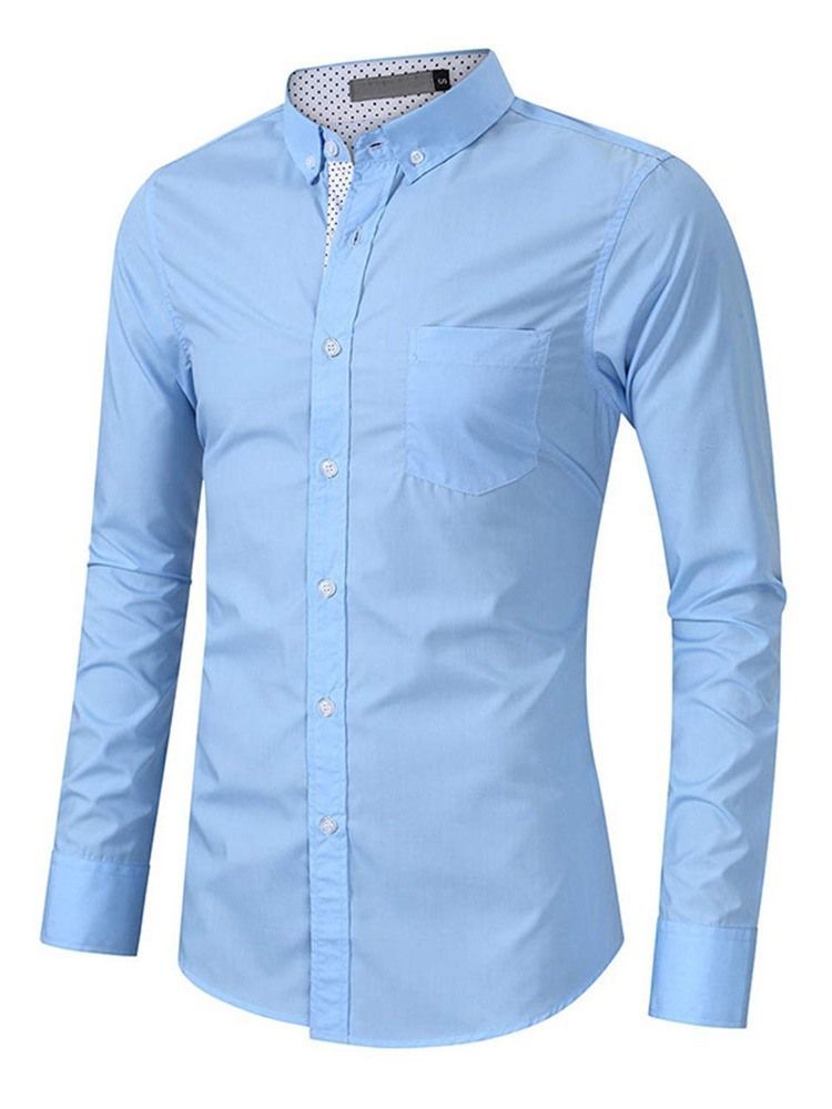 Chemise À Boutonnage Simple Pour Hommes Ol Avec Poche À Revers