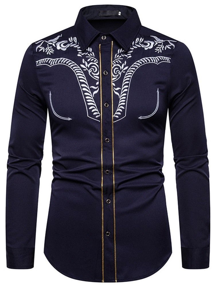 Chemise D'automne À Boutonnage Simple Pour Hommes À Revers Végétal