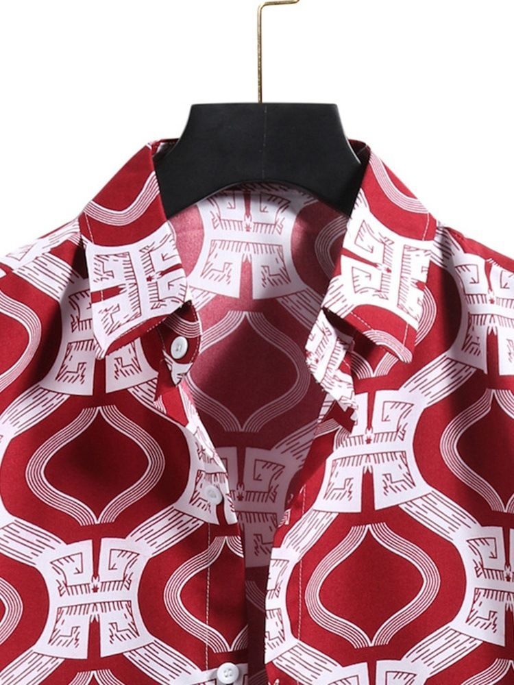 Chemise Décontractée À Boutonnage Simple Pour Hommes À Revers En Patchwork