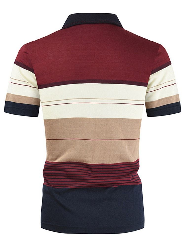 Chemise Décontractée À Col Polo À Blocs De Couleurs Pour Hommes