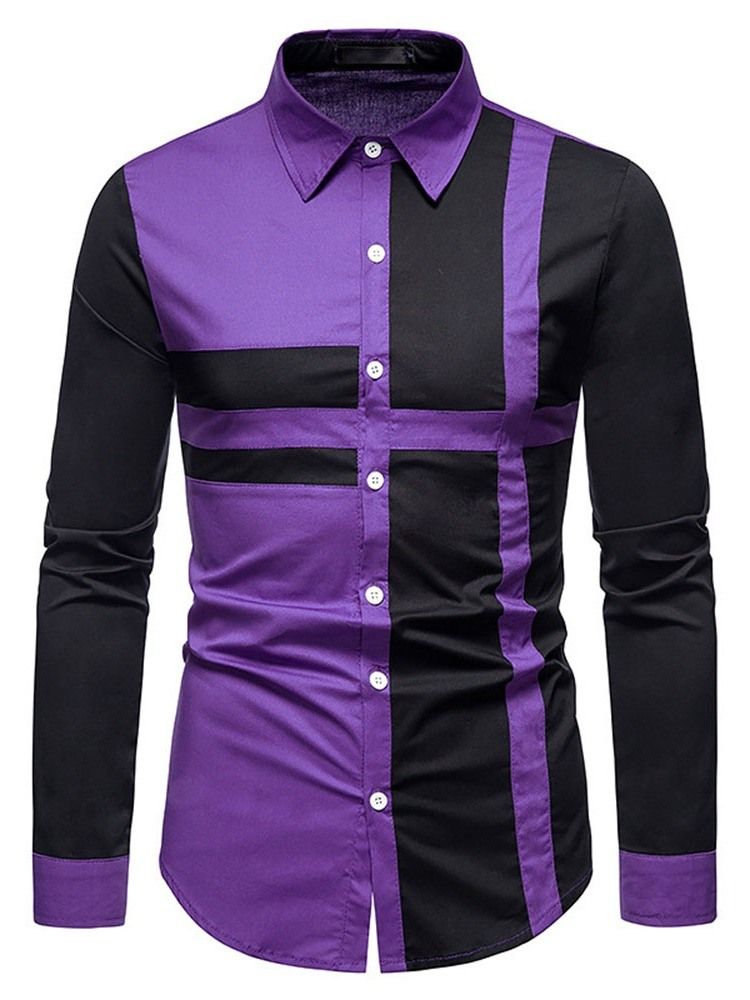 Chemise Décontractée Pour Hommes À Boutonnage Simple Avec Blocs De Couleurs D'automne