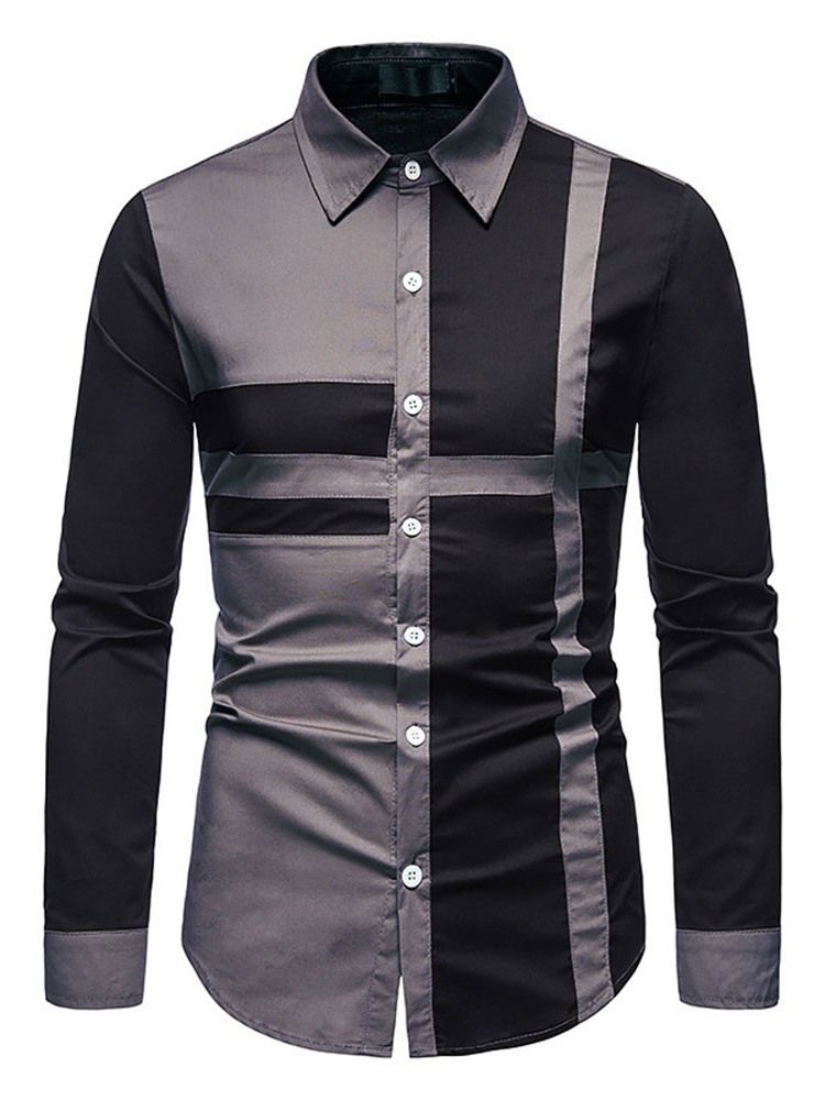 Chemise Décontractée Pour Hommes À Boutonnage Simple Avec Blocs De Couleurs D'automne