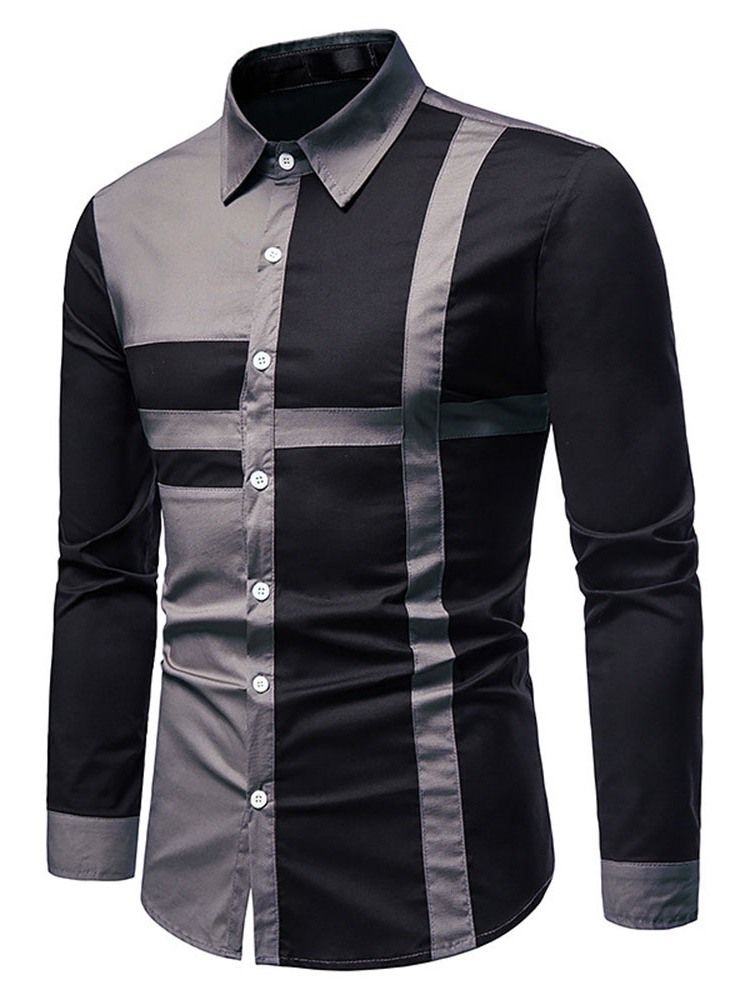 Chemise Décontractée Pour Hommes À Boutonnage Simple Avec Blocs De Couleurs D'automne