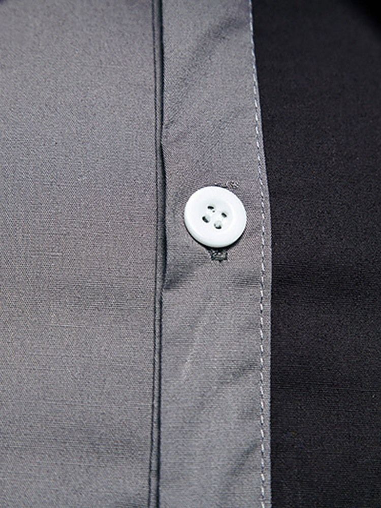 Chemise Décontractée Pour Hommes À Boutonnage Simple Avec Blocs De Couleurs D'automne