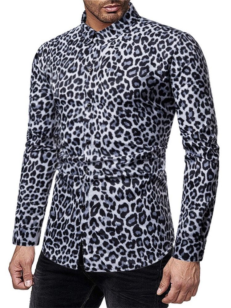 Chemise Décontractée Pour Hommes À Imprimé Léopard