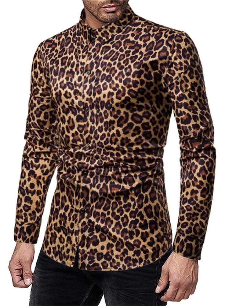 Chemise Décontractée Pour Hommes À Imprimé Léopard