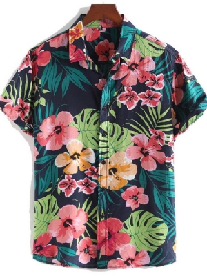 Chemise Décontractée À Imprimé Floral Et Revers Pour Hommes