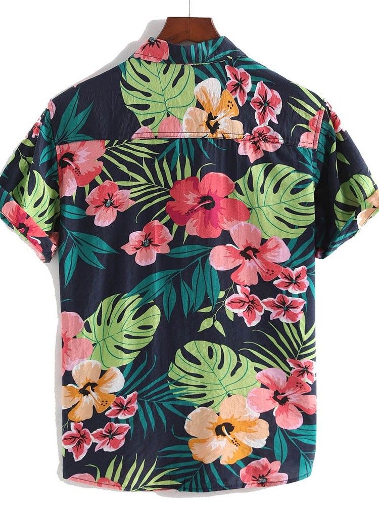 Chemise Décontractée À Imprimé Floral Et Revers Pour Hommes