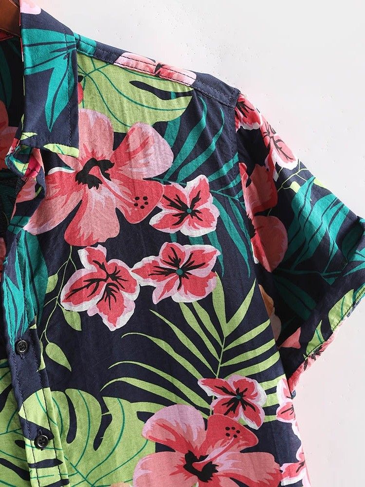 Chemise Décontractée À Imprimé Floral Et Revers Pour Hommes