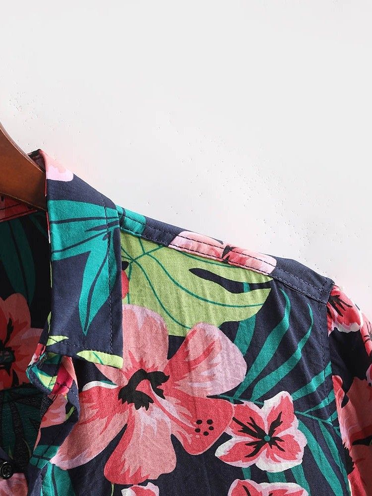 Chemise Décontractée À Imprimé Floral Et Revers Pour Hommes