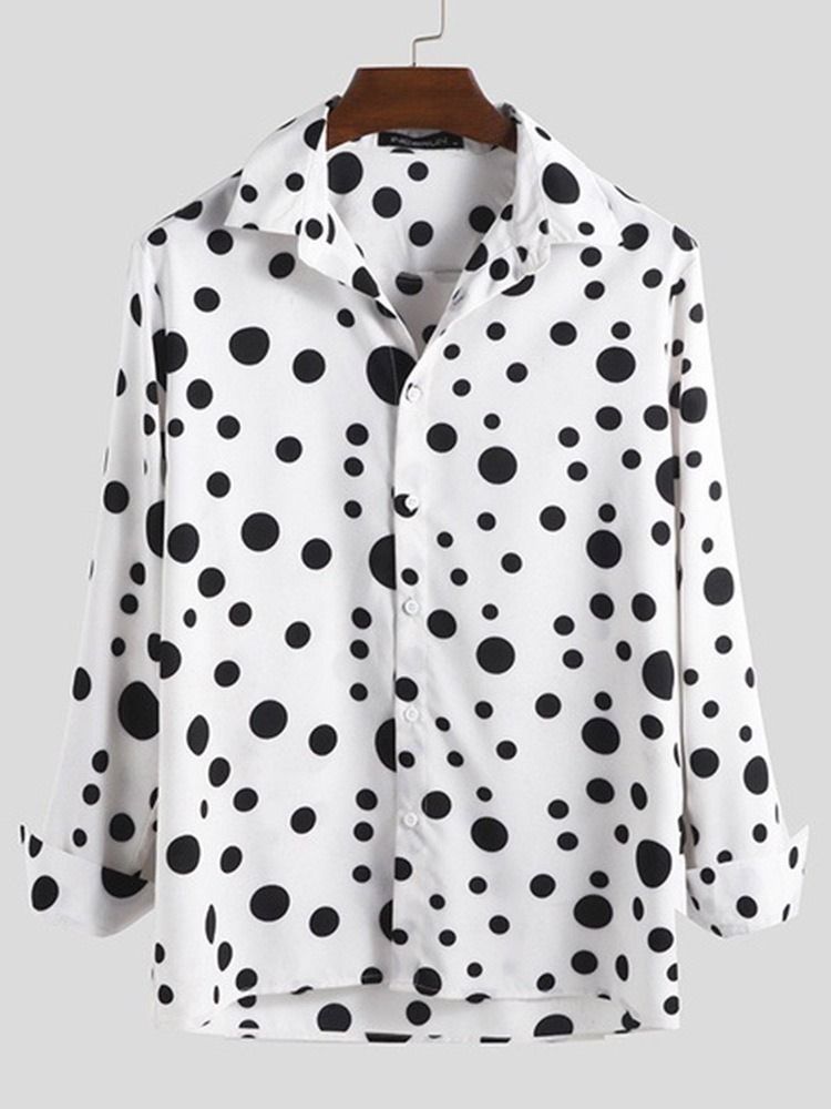 Chemise Décontractée À Pois Et À Boutonnage Simple Pour Hommes