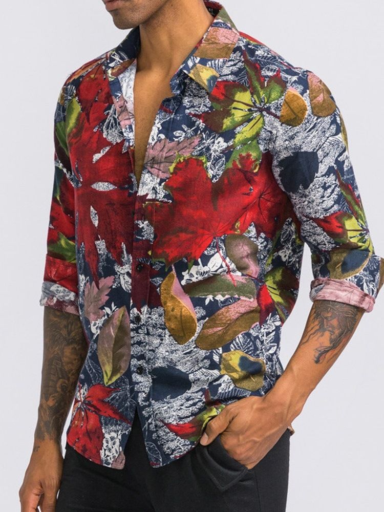 Chemise D'été Mince Pour Hommes À Revers À Imprimé Floral