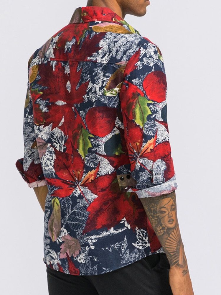 Chemise D'été Mince Pour Hommes À Revers À Imprimé Floral