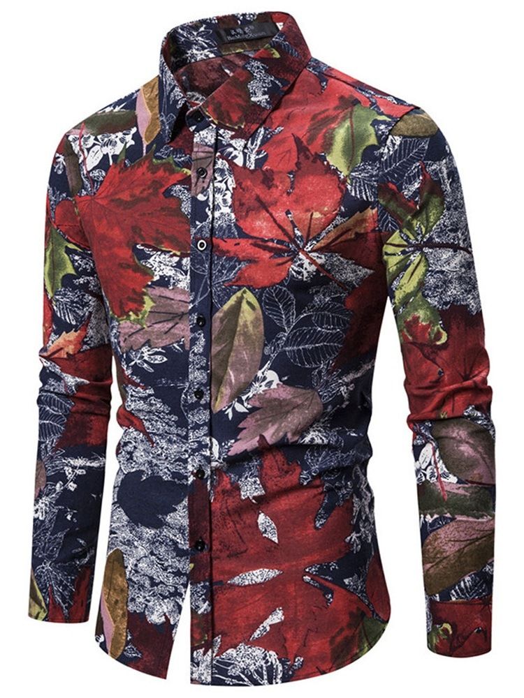 Chemise D'été Mince Pour Hommes À Revers À Imprimé Floral