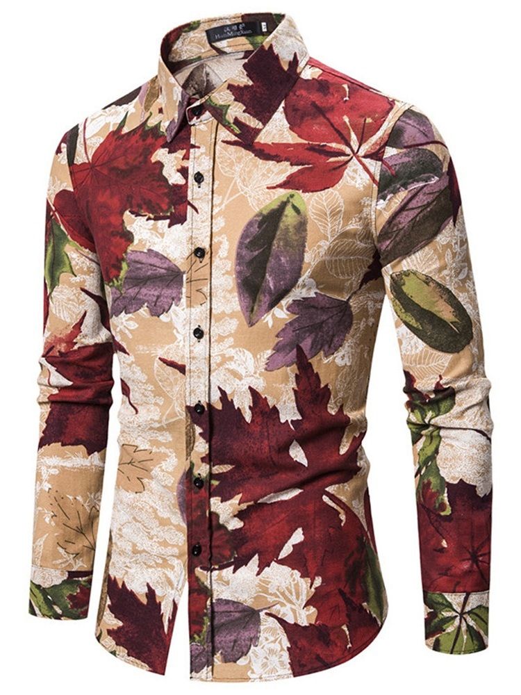 Chemise D'été Mince Pour Hommes À Revers À Imprimé Floral