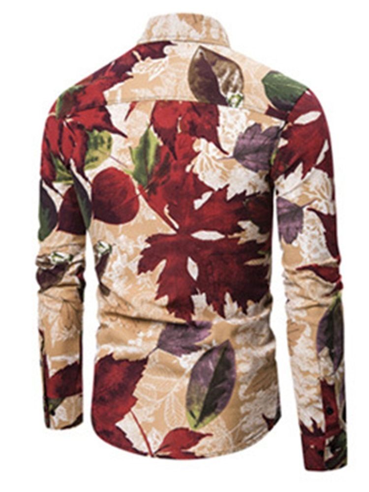 Chemise D'été Mince Pour Hommes À Revers À Imprimé Floral