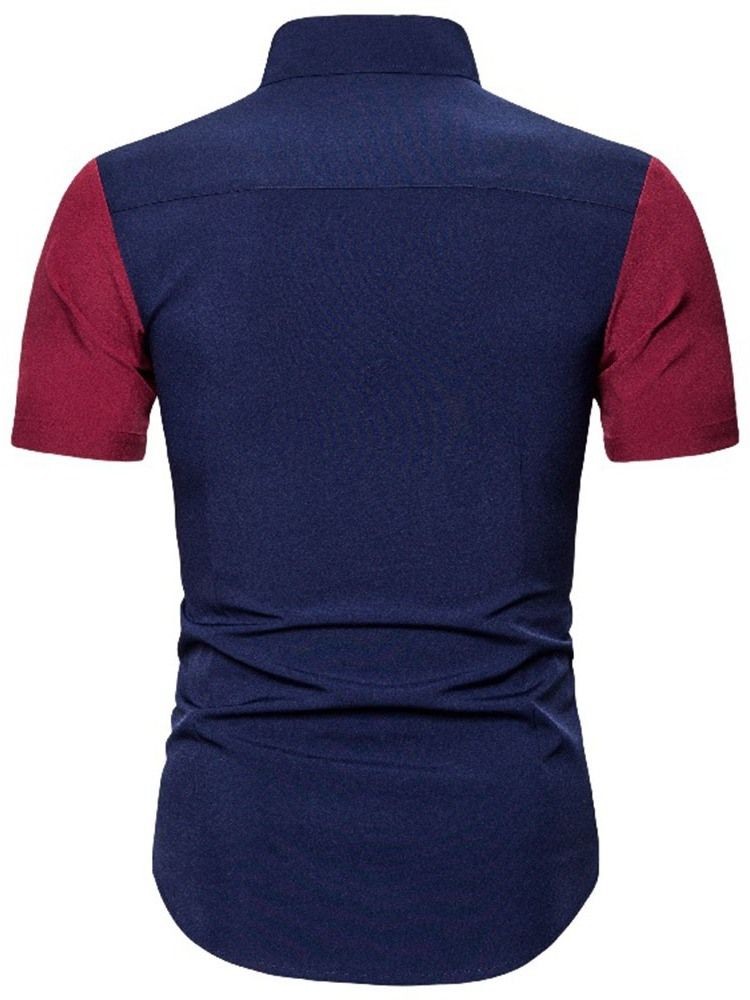 Chemise D'été Slim À Revers Imprimé Color Block