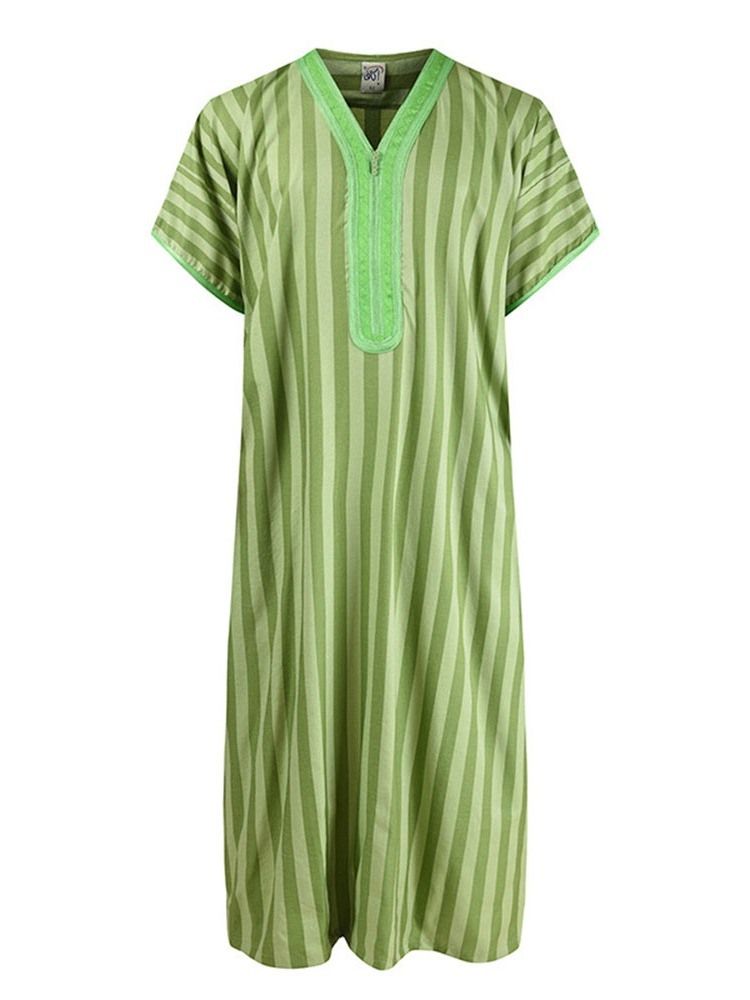 Chemise Droite À Col En V Et Imprimé Ethnique Pour Hommes