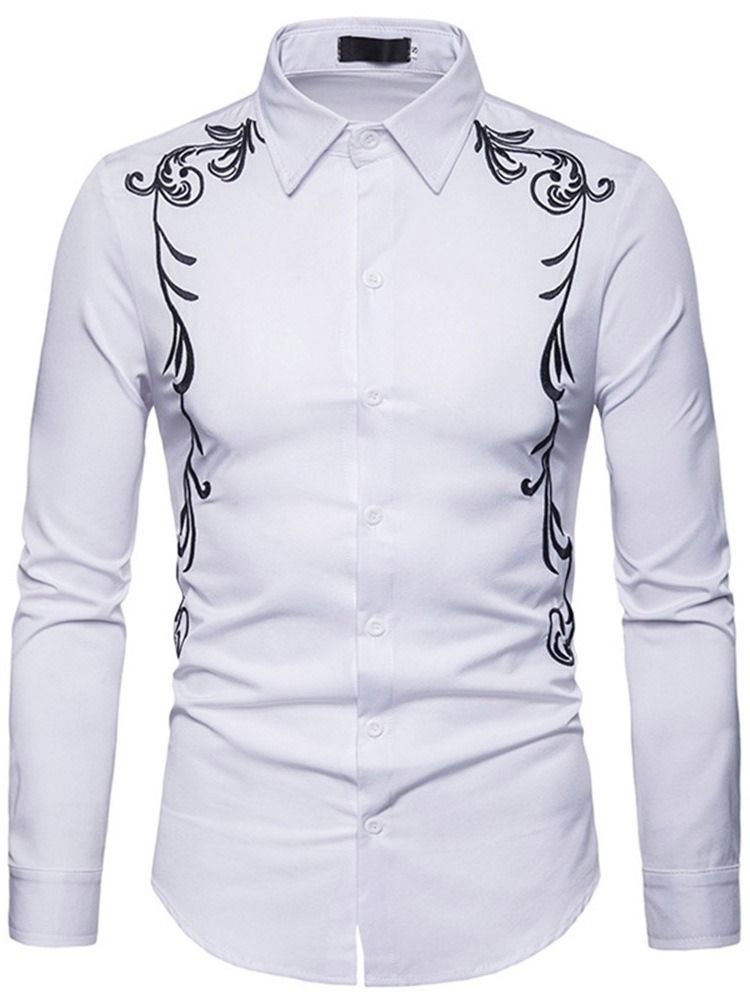 Chemise Pour Hommes À Boutonnage Simple Avec Broderie Au Revers