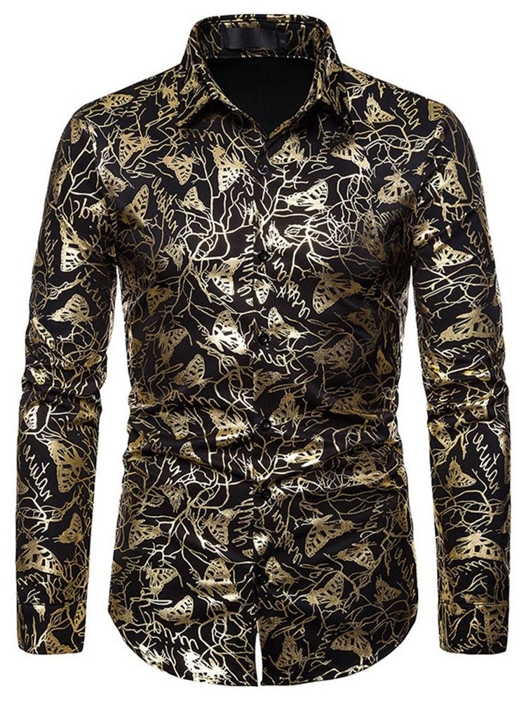 Chemise Pour Hommes À Boutonnage Simple Avec Revers Animalier