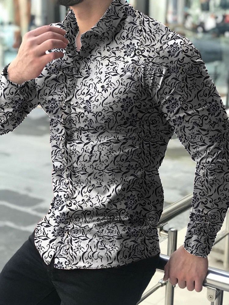 Chemise Pour Hommes À Boutonnage Simple Et Imprimé Floral