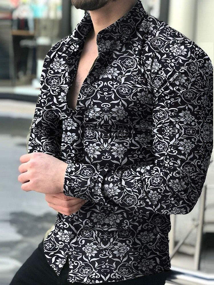 Chemise Pour Hommes À Boutonnage Simple Et Imprimé Floral