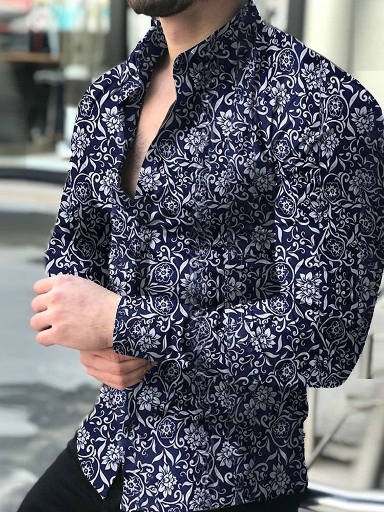 Chemise Pour Hommes À Boutonnage Simple Et Imprimé Floral