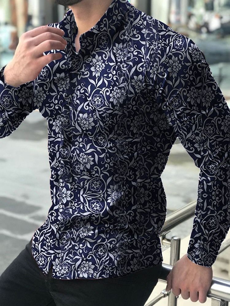 Chemise Pour Hommes À Boutonnage Simple Et Imprimé Floral