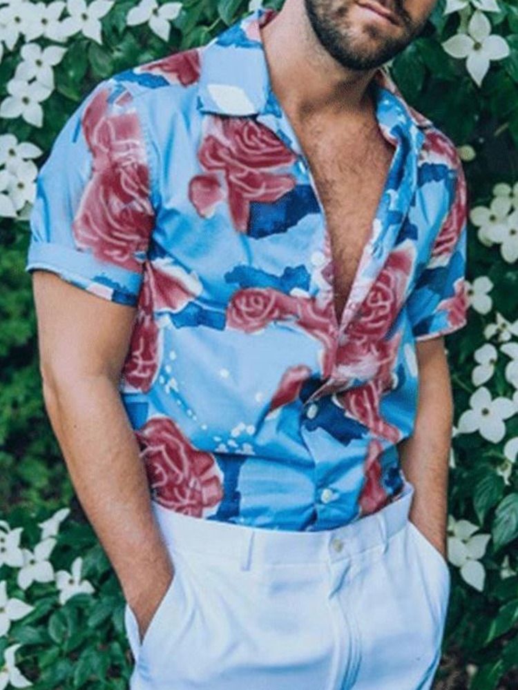 Chemise Pour Hommes À Boutonnage Simple Et À Imprimé Floral