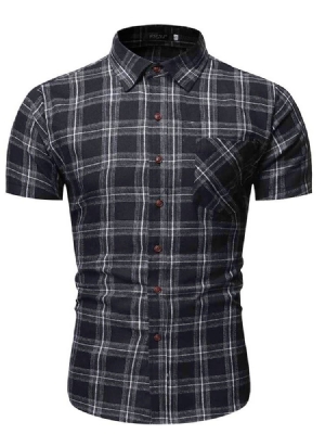 Chemise Pour Hommes À Boutonnage Simple Et À Revers À Carreaux