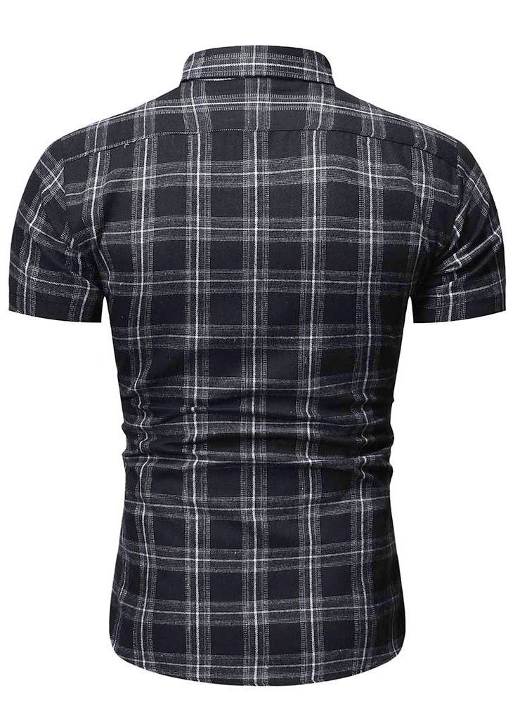 Chemise Pour Hommes À Boutonnage Simple Et À Revers À Carreaux