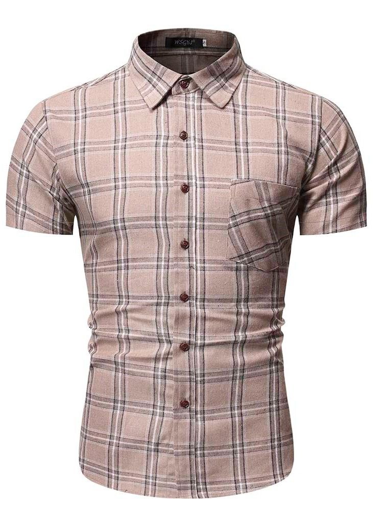 Chemise Pour Hommes À Boutonnage Simple Et À Revers À Carreaux