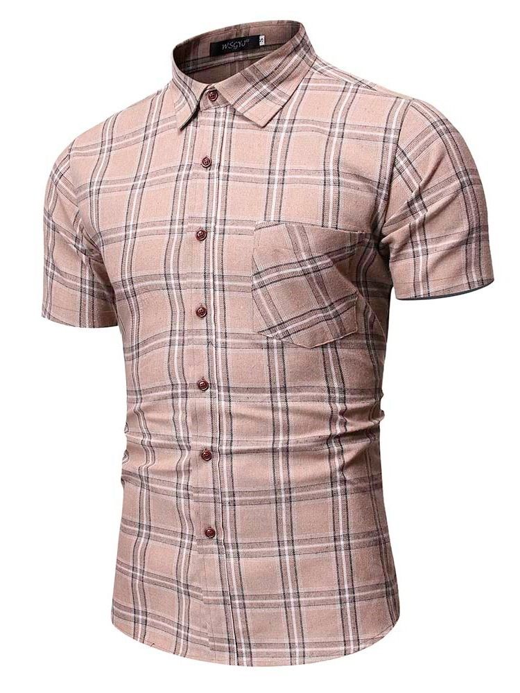 Chemise Pour Hommes À Boutonnage Simple Et À Revers À Carreaux