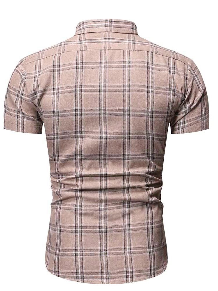 Chemise Pour Hommes À Boutonnage Simple Et À Revers À Carreaux