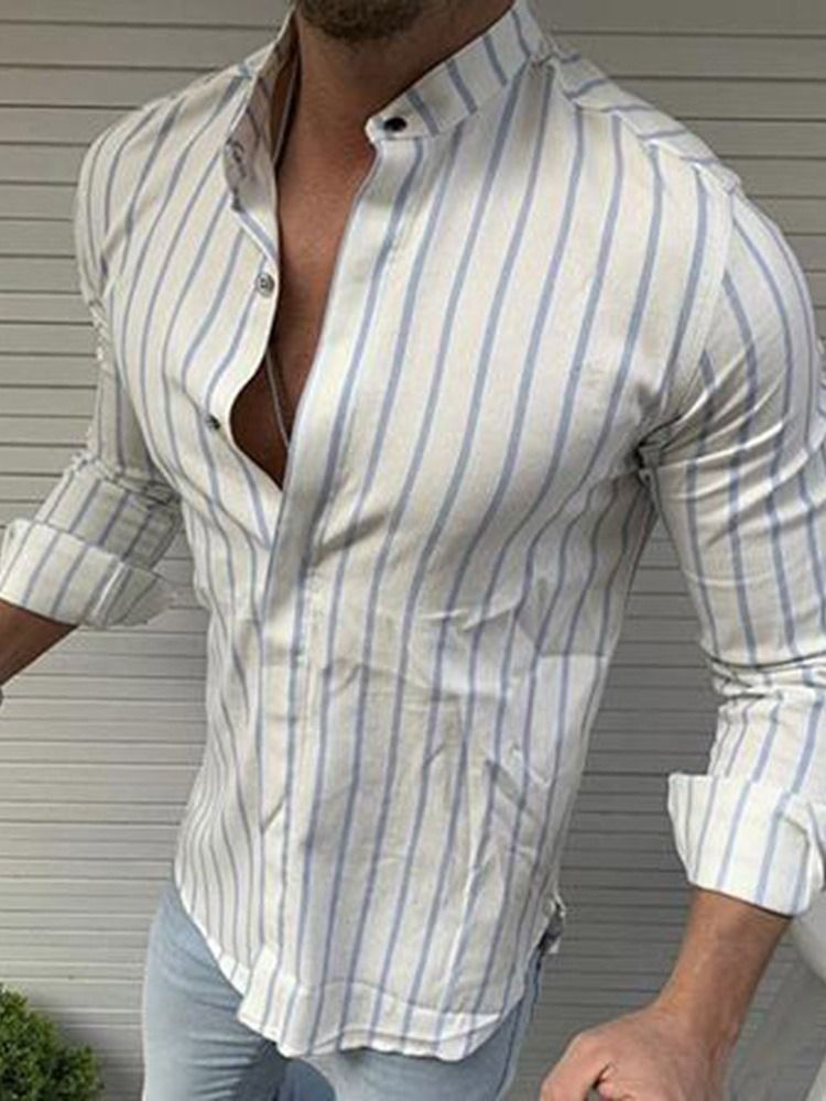 Chemise Pour Hommes À Boutonnage Simple Européen À Col Montant