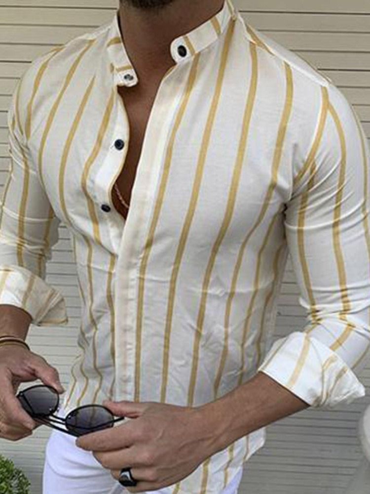 Chemise Pour Hommes À Boutonnage Simple Européen À Col Montant