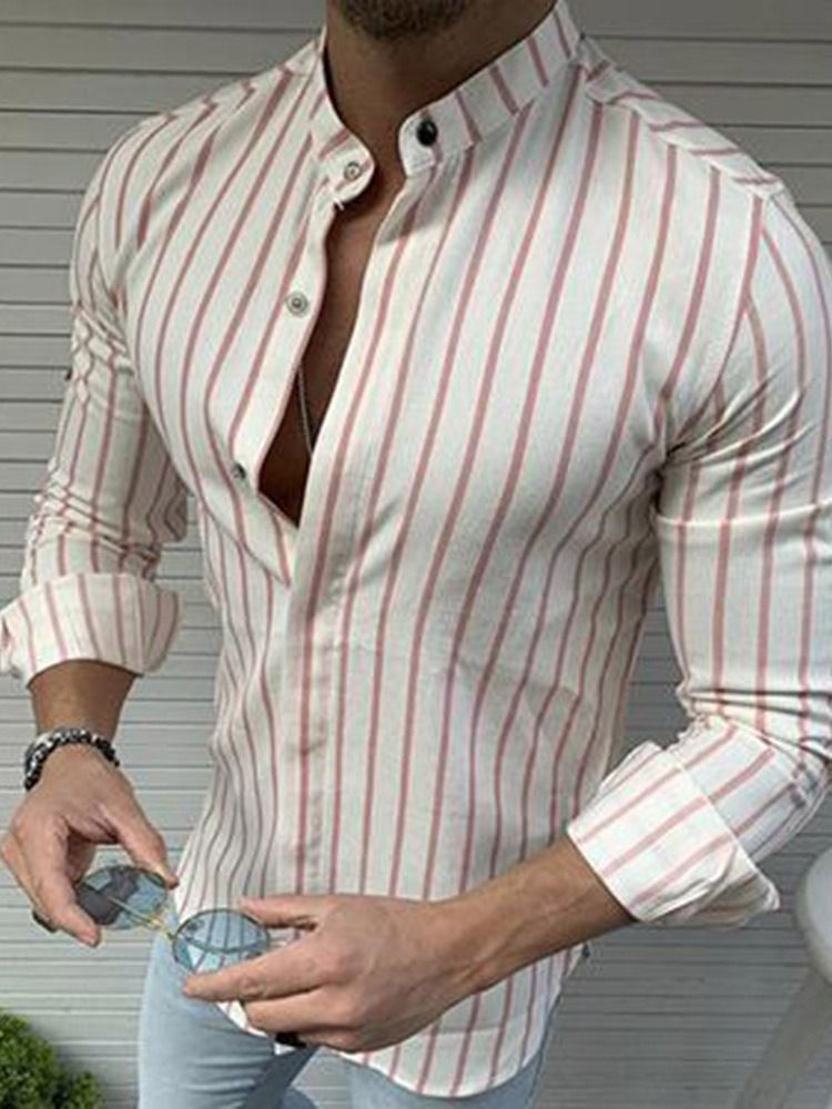 Chemise Pour Hommes À Boutonnage Simple Européen À Col Montant