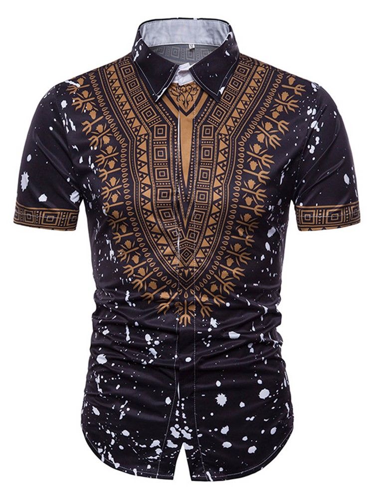 Chemise À Manches Courtes Pour Hommes À Imprimé Dashiki À La Mode Africaine