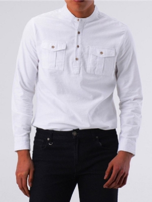 Chemise Simple Boutonnage Coréen Unie Pour Hommes