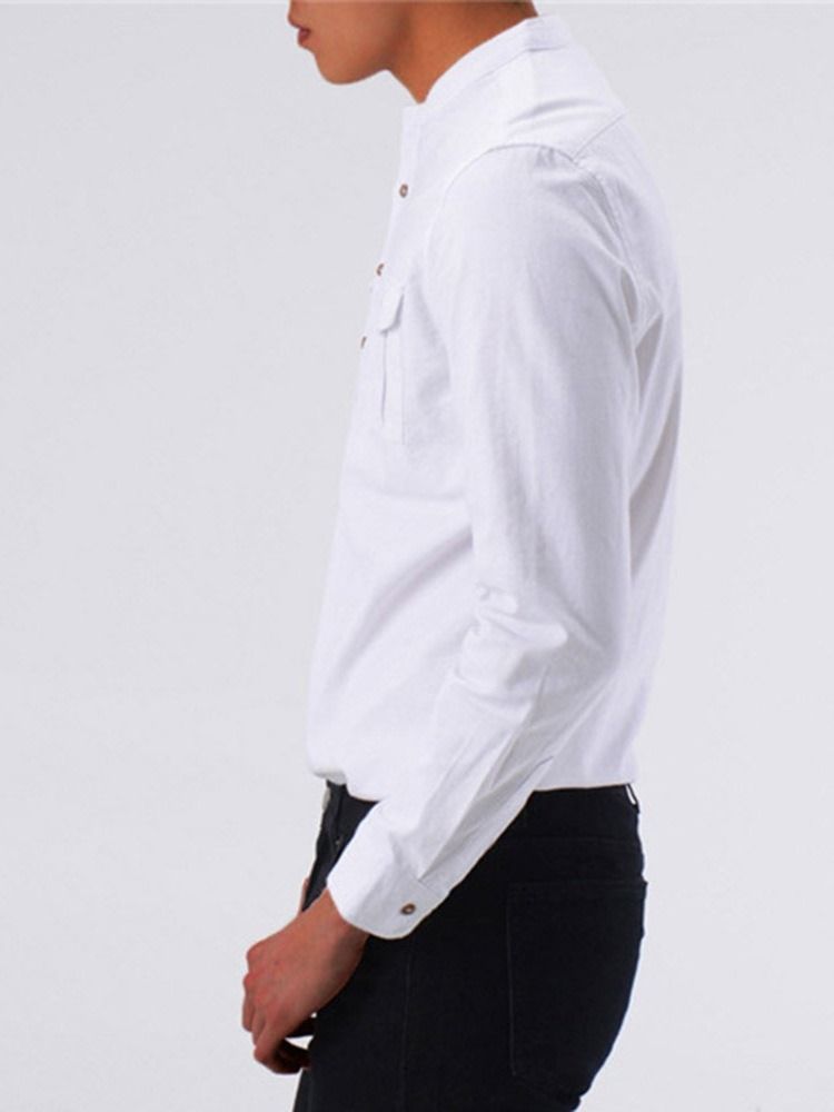 Chemise Simple Boutonnage Coréen Unie Pour Hommes