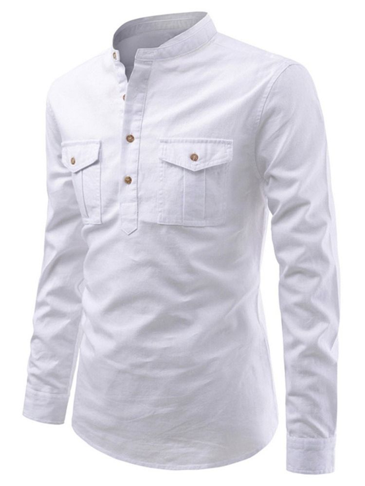 Chemise Simple Boutonnage Coréen Unie Pour Hommes