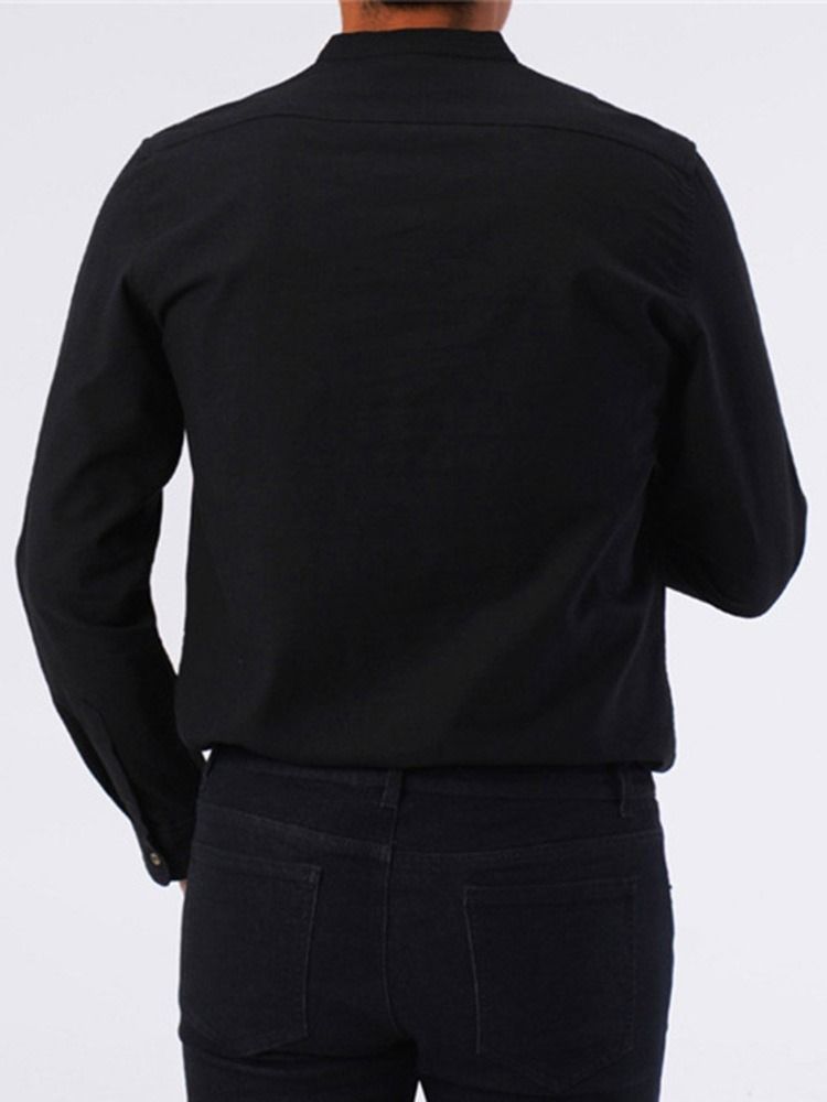 Chemise Simple Boutonnage Coréen Unie Pour Hommes