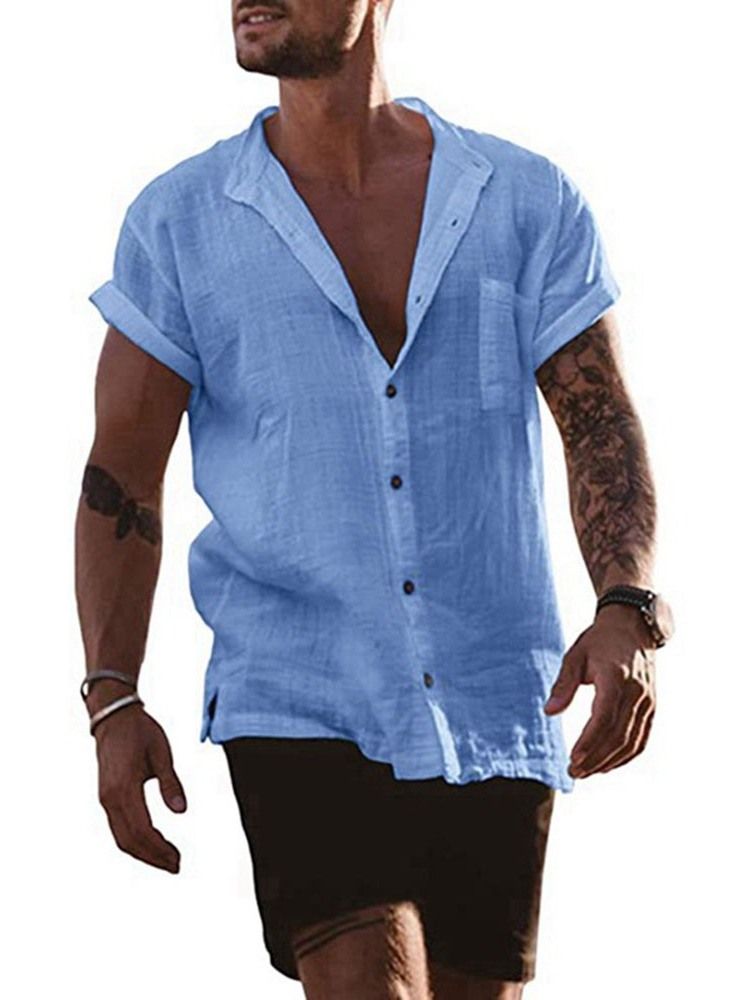 Chemise Simple Boutonnage Européen À Revers Unis Pour Hommes