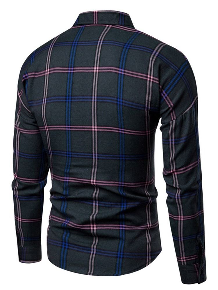 Chemise Simple Boutonnage Pour Hommes À Carreaux Et Revers